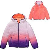 Rokka&Rolla Girls' 2-in-1 Reversible Water-Resistant Sherpa Fleece Puffer Jacket