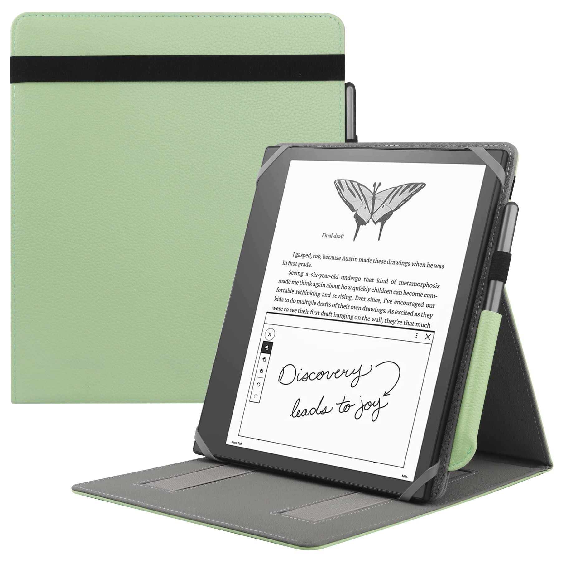 HoYiXi Universal Case for 10.2-inch Introducing Kindle Scribe（2024 & 2022 Release),10.3-inch Kobo Elipsa eReader 2021 Release Foldable Cover with Vertical Flip Stand Pen Holder - green