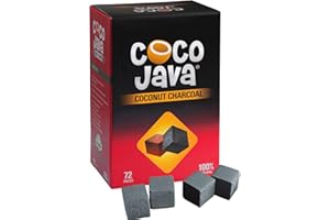 Coco Java Natural Coconut Charcoals Includes 72 Pieces Charcoal Cubes, Coconut Shell Charcoal Perfect for Cooking and Grilling, Coco Java Charcoal Burns Longer and Cleaner - 25mm Coconut Cubes (1KG)