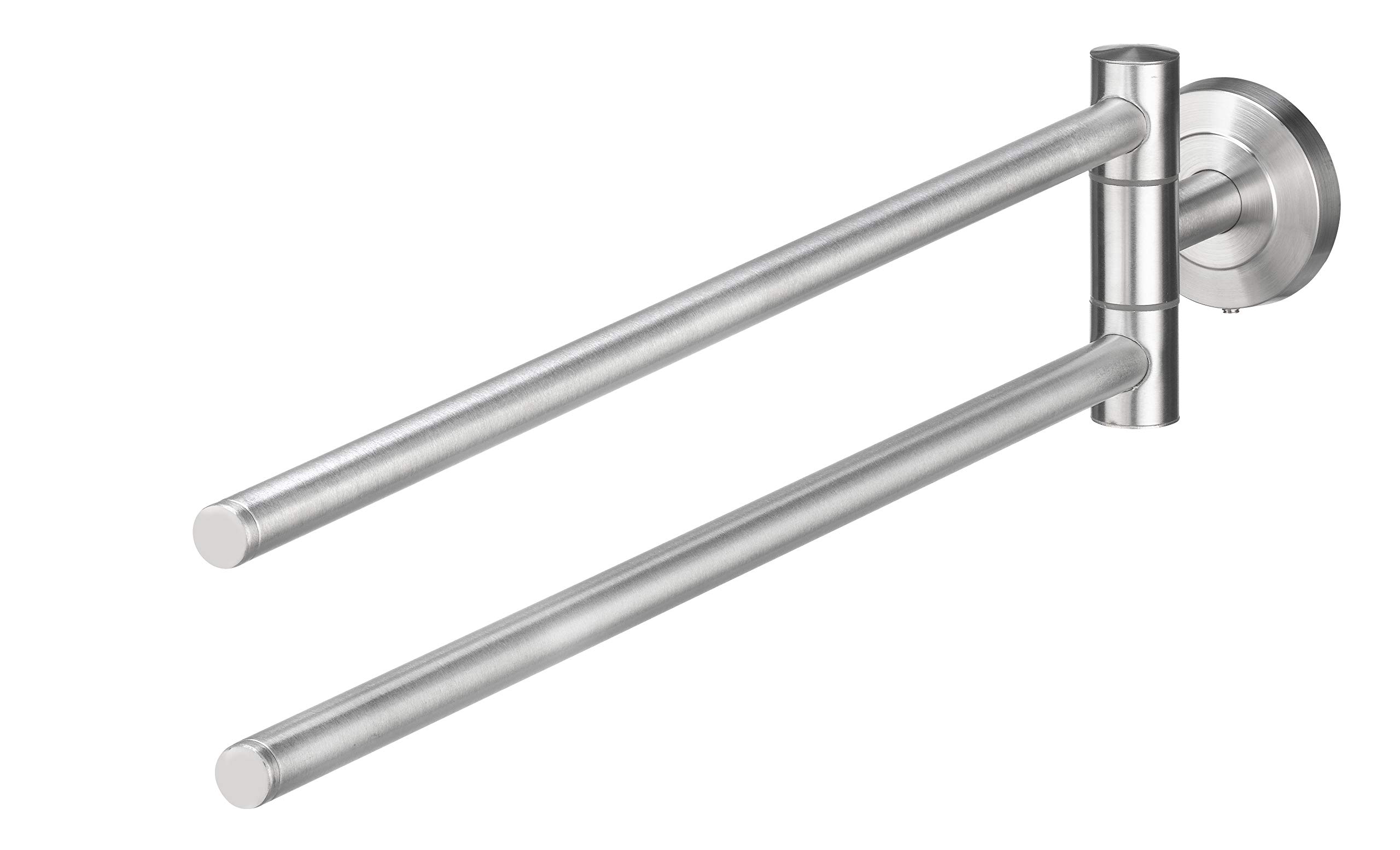 AMARE 2-Arm Towel Rail | Silver | Drilling or Gluing | Towel Holder for Towels and Guest Towels | Stainless Steel Towel Hook | Towel Dispenser Size 48 x 8 x 5.5 cm