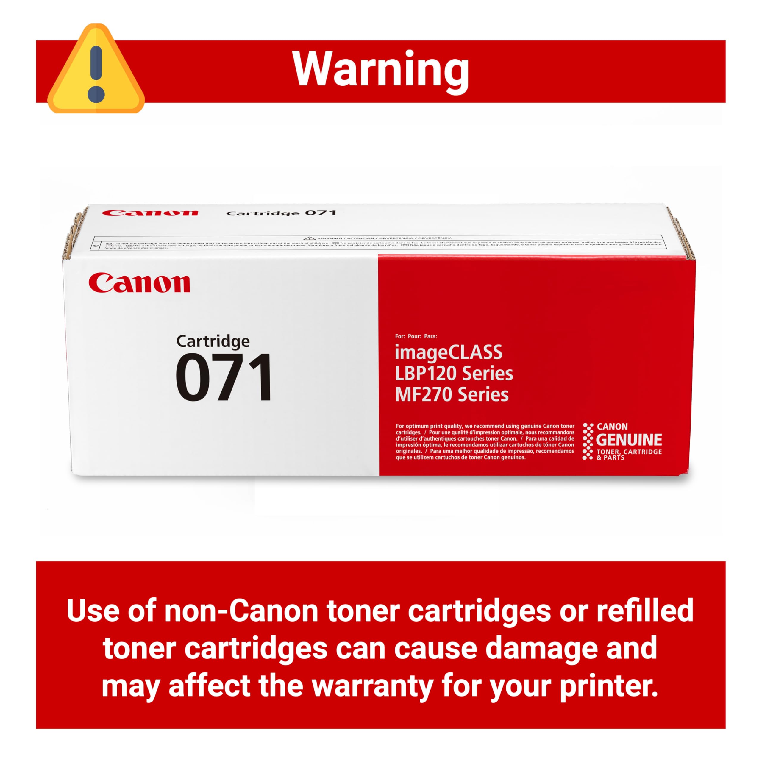 Canon Genuine 071 Black Toner Cartridge Compatible with LBP122dw, MF272dw, MF273dw, MF275dw