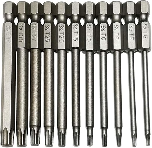 LEROM Security Torx Bit 11 Pieces 1/4 Inch Hex Shank T6 T7 T8 T9 T10