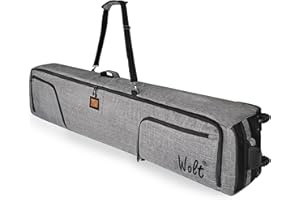 WOLT Rolling Ski Bag - Padded Snowboard Bag with Wheels for Air Travel, Fit to Double Pairs of Skis up to 175 or 190 cm