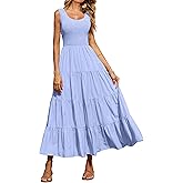 PRETTYGARDEN Women's 2026 Casual Loose Plain Maxi Sundress Smocked Tank Dress Sleeveless Spring Beach Tiered Long Dresses