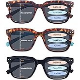 MAEOWN 3 Pack Fashion Progressive Multifocus Sunglasses for Women Men Uv Protection Sun Reader with Lightweight Frames (Mix Color, 3.5, x)