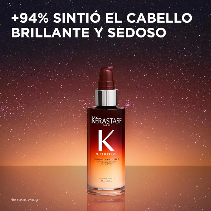 Sérum Nutritivo, Reparador Noturno, Para Cabelo Seco, Revitaliza, nutre e repara, com niacinamida anti-secura, Sérum Noturno Mágico 8H, 90 ml