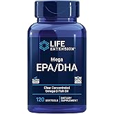 Life Extension Mega EPA/DHA, Omega-3 Fatty acids, Heart & Brain Health, Non-GMO, Gluten-Free, 120 softgels