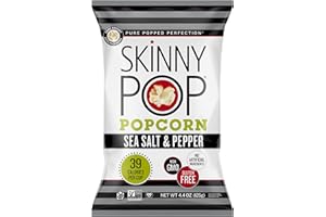 SkinnyPop Sea Salt & Pepper Popcorn, Gluten Free, Non-GMO, Healthy Popcorn Snacks, Skinny Pop, 4.4oz Grocery Size Bag