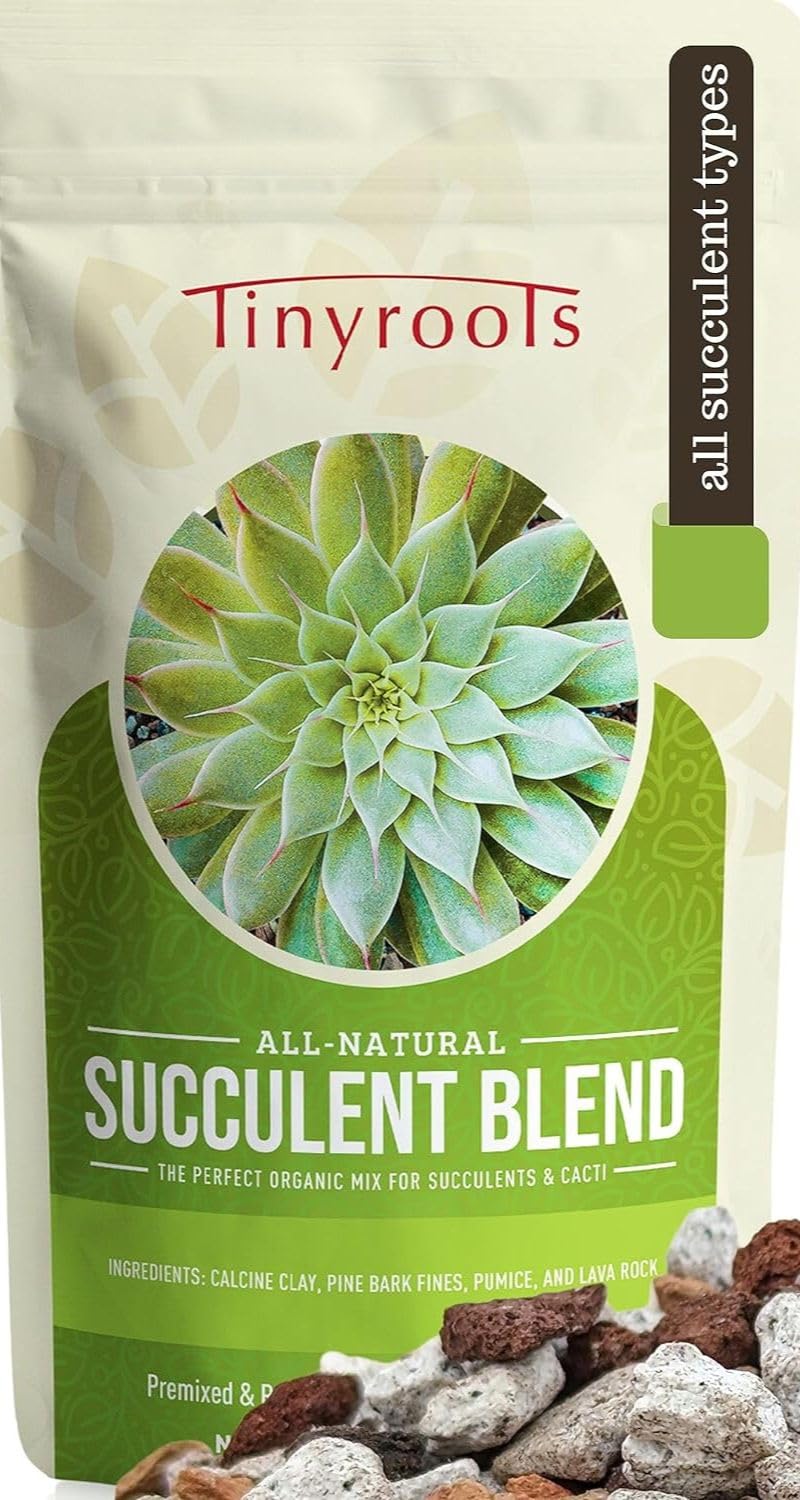 Photo 1 of Tinyroots Succulent and Cactus Soil Mix – Fast-Draining 2.25 Qt Indoor/Outdoor Blend with River Sand, Double-Sifted Bark & Calcined Clay, Root Rot Resistant, Greenhouse-Grade Quality