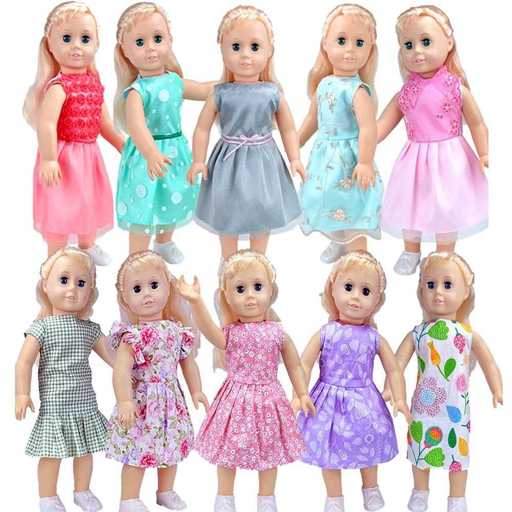 E-TING 5 Set Outfits Fashion Gorgeous Clothes Casual Wear Dresses Lively Outfits for 18 Inches American Girl Dolls Accessories Set Christmas Gift (5 Sets Random Style)(Dolls and Shoes not Included)