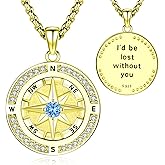 Eusense Sterling Silver Compass Necklace - Pendant Jewelry for Women & Men - Gifts for Him & Her