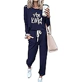 PRETTYGARDEN Women Fall 2 Piece Lounge Outfit Long Sleeve Tops High Waisted Jogger Pants Set Spring Travel Clothes Tracksuit