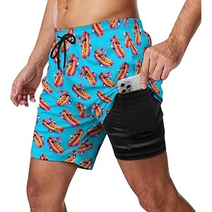 ZIJDZSW Mens Beach Shorts Swim Trunks with Compression Liner 2 in 1 Quick Dry Bathing Suits Beach Workout Sports Shorts