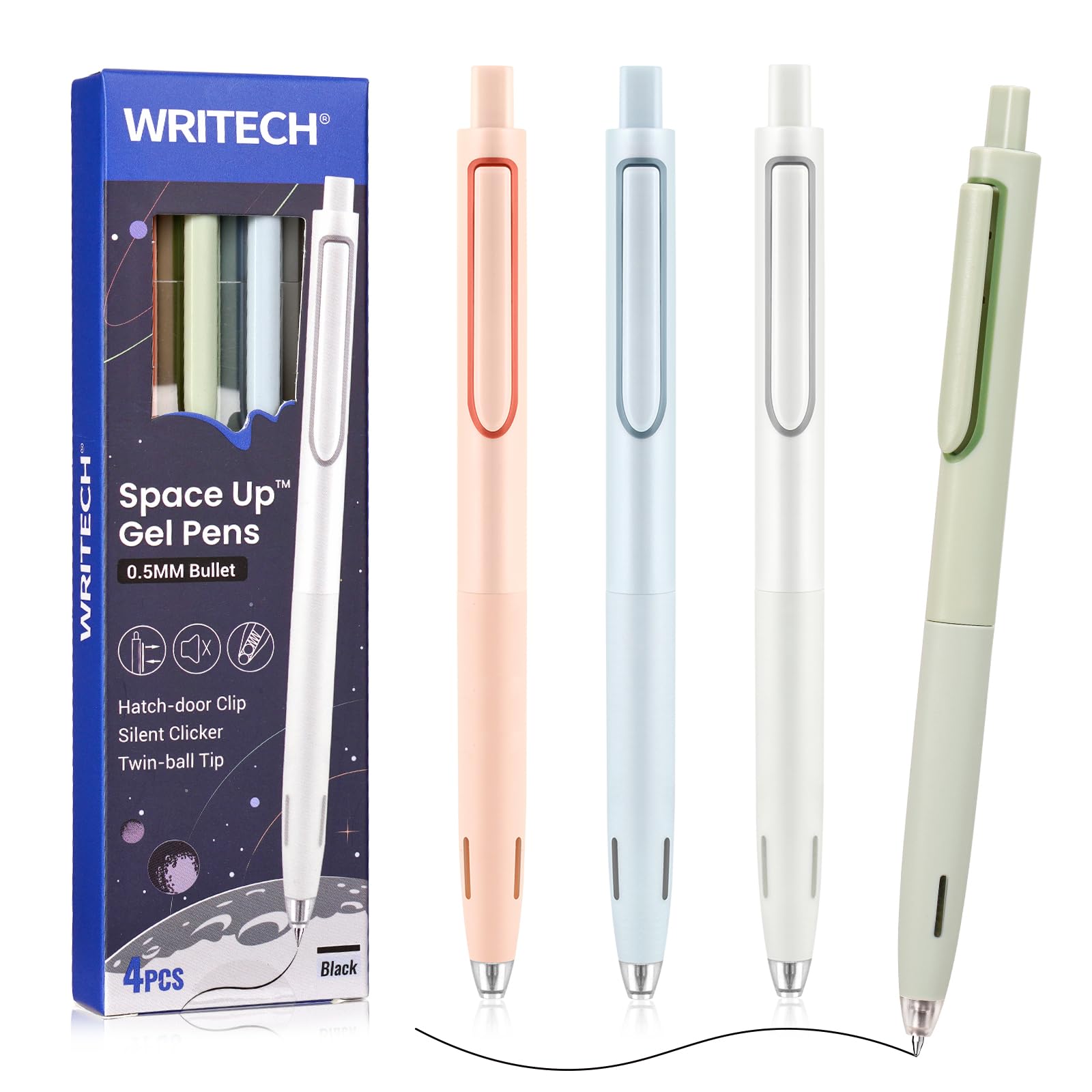 Photo 1 of WRITECH Gel Pens Fine Point: 0.5mm Retractable Black Ink Pen Smooth Writing for Journaling Silent Click Pen Set 4ct Up-Gel