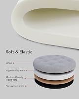 HNNHOME 45cm Round Linen Storage Ottoman Footstool Pearl River view 5