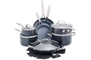 GreenPan Valencia Pro Hard Anodized 11 Piece Cookware Pots and Pans Set, Ceramic Nonstick PFAS-Free PFOA-Free Coating, Induction, Durable Frying Pans, Saucepans, Lids, Dishwasher & Oven Safe, Gray