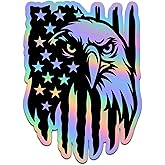 Cyber84 Premium Holographic American Bald Eagle Flag Car Decal - Patriotic USA Bumper Sticker - Waterproof Matte Vinyl Gift for Veterans & Men