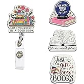 (4PCS) Lose Yourself in A Good Book Badge Reels Retractable, Name Badge Holder Reel ID Clip, Readers Book Lover Bookish Pediatric Decorative Gifts for Readers Nurses Office Worker Teacher Student
