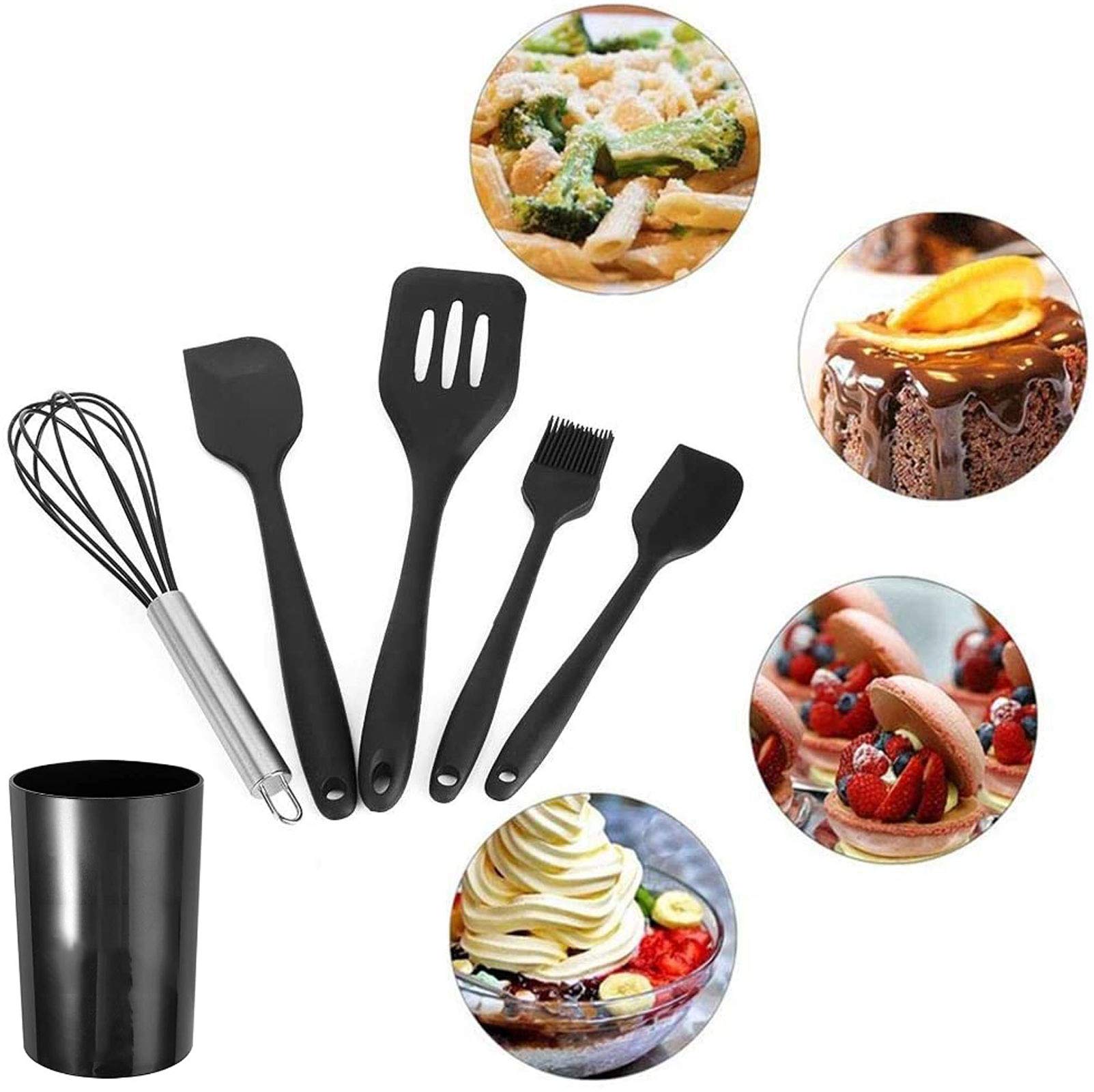 FQNM Kitchen Utensil Set, 5PCS Silicone Kitchen Utensils Set, Spatulas Brush, Cooking Tools, Easy to Use & Clean, Utensil Set, Kitchen Utensils