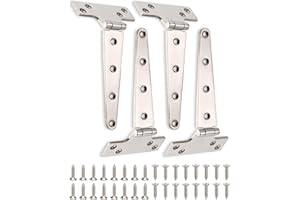 Turnirace 316 Stainless Steel 8 in x 4 in T Hinges, Marine Grade Heavy Duty Hinges with Screws for Hatch, Yacht, Gate, Door, Fence, Barn, Cabinets, Windows (4 Pack)