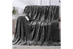 CEAMORFCO Heated Blanket Electric Blanket Full Size 72''x84'', Double-Layer Flannel Heating Blanket with 10 Hour Auto Off & 8 Heat Settings, Heated Throw Blanket for Full Body, Bed, Machine Washable, Dark Grey