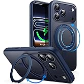 JETech 360 Degree Rotatable Ring Case for iPhone 17 Pro Max 6.9-Inch with Camera Control Button, Compatible with MagSafe, Slim Shockproof Phone Cover with Stand & Ring Holder (Deep Blue)