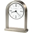 Howard Miller Jefferson Brushed Nickel Tabletop Clock - Glass Panel Arch Battery Operated Roman Numeral Desk Timepiece for Modern Home Decor, Sleek Accent Piece, Gift Item for Table Decor