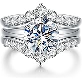 LOIPURI Moissanite Wedding Bridal Ring Set for Women, 3CT Round Cut D Color VVS1, Engagement Ring Guard Enhancer, Anniversary Promise Gift for Her with Certificate