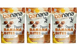 Barnana Organic Peanut Butter Dipped Chewy Banana Bites, 3.5 Ounce Bag (Pack of 3)