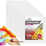 PHOENIX Painting Canvas Panels 8x10 Inch, 12 Value Pack - 8 Oz Triple Primed 100% Cotton Acid Free Canvases for Painting, Whi