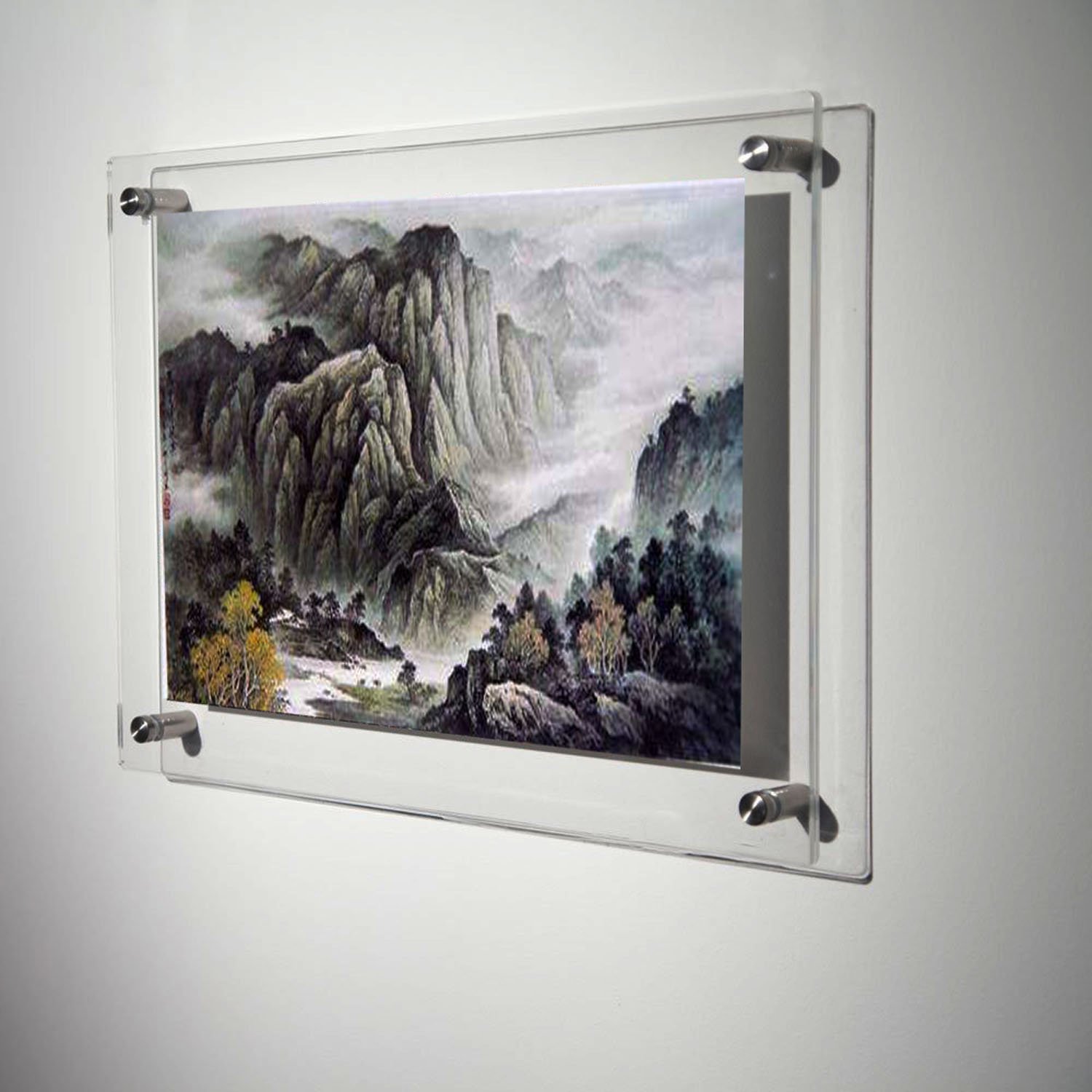 Yakri A3 Wall Mounted Acrylic Plexiglass Poster Frames, Floating Lucite