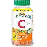 Jamieson Vitamin C 250 mg Gummies Natural Tangy Orange Flavour, Supports Immune Health, Strong Teeth and Bones. Family Friend