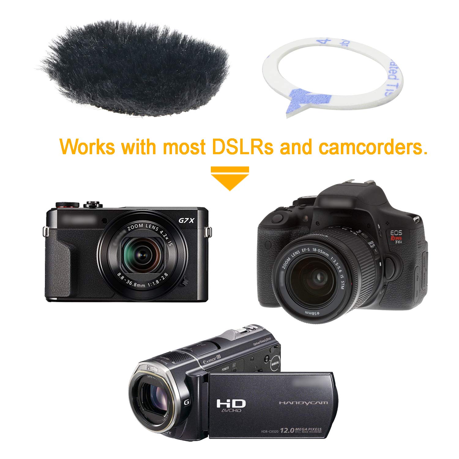 SUNMON Kamera Mikrofon Windschutz, Kamera Windmuff Windschutz für Canon G7X Mark II, für Sony Samsung usw. DSLR Mikrofon Outdoor Windschutz (8 Stück) 4