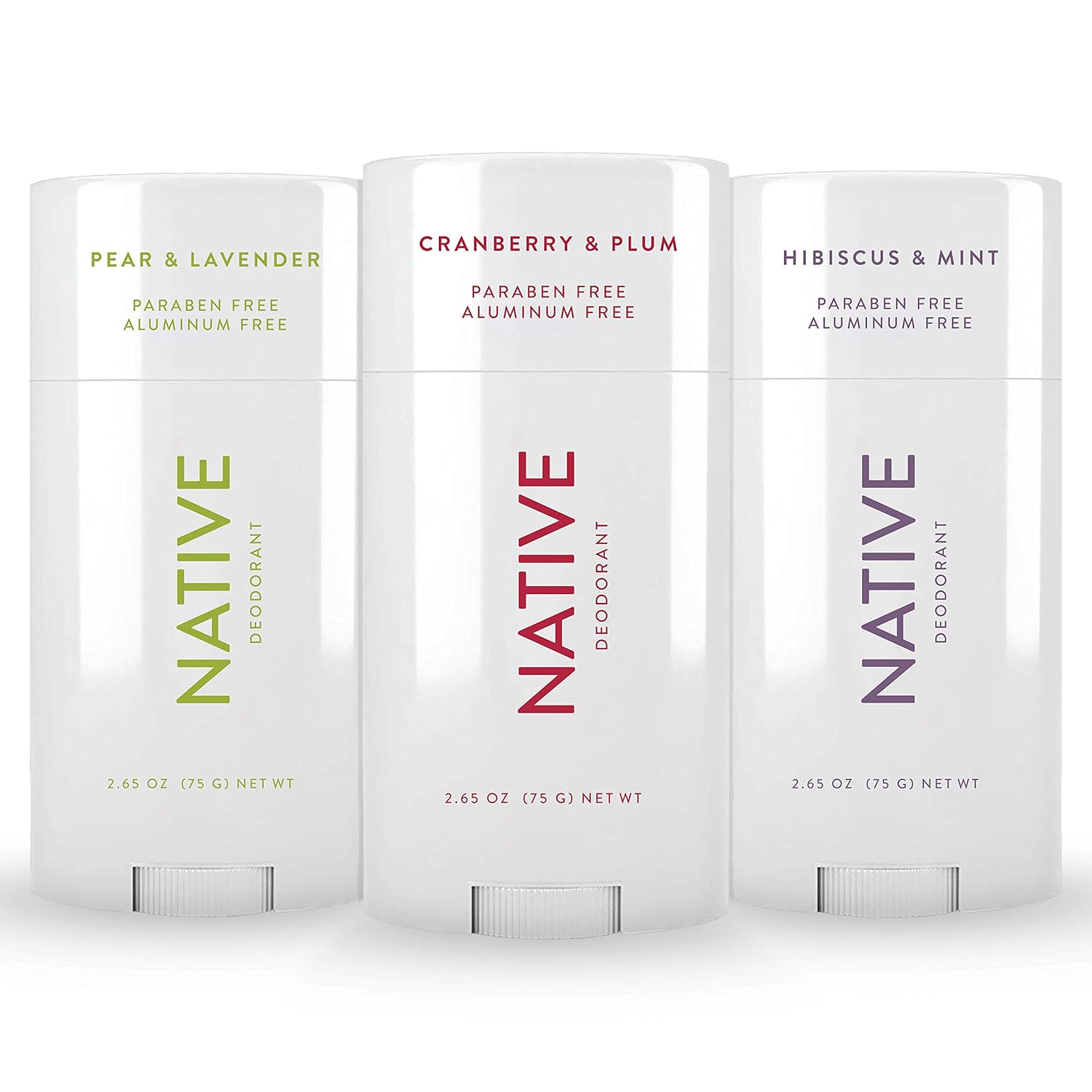 Native Deodorant - Natural Deodorant for Women and Men - 3 Pack Seasonal - Gluten & Cruelty Free - Aluminum Free, Contains Probiotics - Cranberry & Plum, Pear & Lavender, Hibiscus & Mint