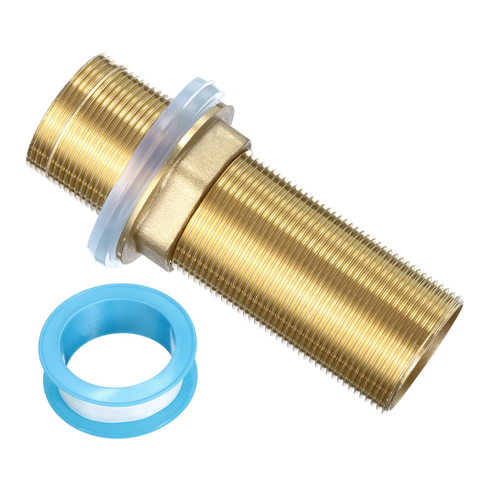 uxcell 4" Faucet Mount Extension Shank Brass Threaded Pipe Lengthen Mounting Shank Lengthen Fixed High Foot with Nut and Gasket Golden 1PCS