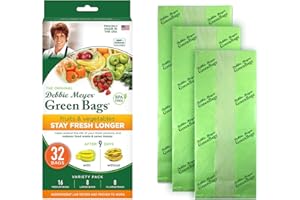 Debbie Meyer GreenBags 32-Pack (16M, 8L, 8XL) – Keeps Fruits, Vegetables, and Cut Flowers, Fresh Longer, Reusable, BPA Free, Made in USA