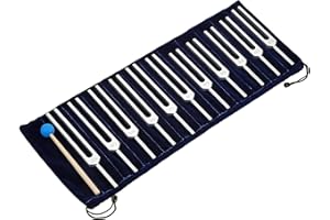LEMFEMA Solfeggio Tuning Fork Set, 11 Tuning Forks Perfect for Healing, Sound Therapy, DNA Repair with Silicone Hammer Cleaning Cloth and Bag(252.44Hz, 282.54Hz, 442.46Hz, 272.2Hz, 420.88Hz etc)