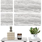 4 Pcs Water Absorbing Stone Trays for Bathroom Sink Instant Drying Mats for Kitchen Counter Dish Trays Decor Hand Soap Dispenser Caddy Sponge Holder Marble Diatomite Coaster Small Vanity Bathroom Tray