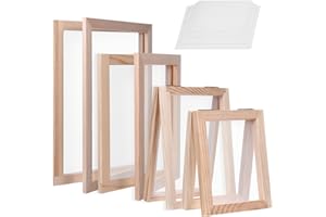 EUPHHONYCS 4 Pieces Paper Making Wooden Frame Papermaking Screen Kit 4 Size Frame for DIY Paper Craft (A4, A5, A6 & A7)