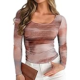 Pink Queen Mesh Top for Women Long Sleeve See Through Shirt Scoop Neck Sheer Blouse