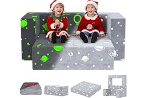 BIERUM Kids Couch, 6PCS Modular Kids Play Chair with Blanket, Kid Sofa for Playroom & Indoor, Convertible Toddler Cushions for Girls and Boys