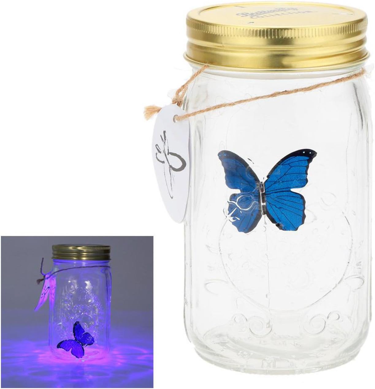 eSmart Animated Butterfly In A Jar With LED Light (Blue)