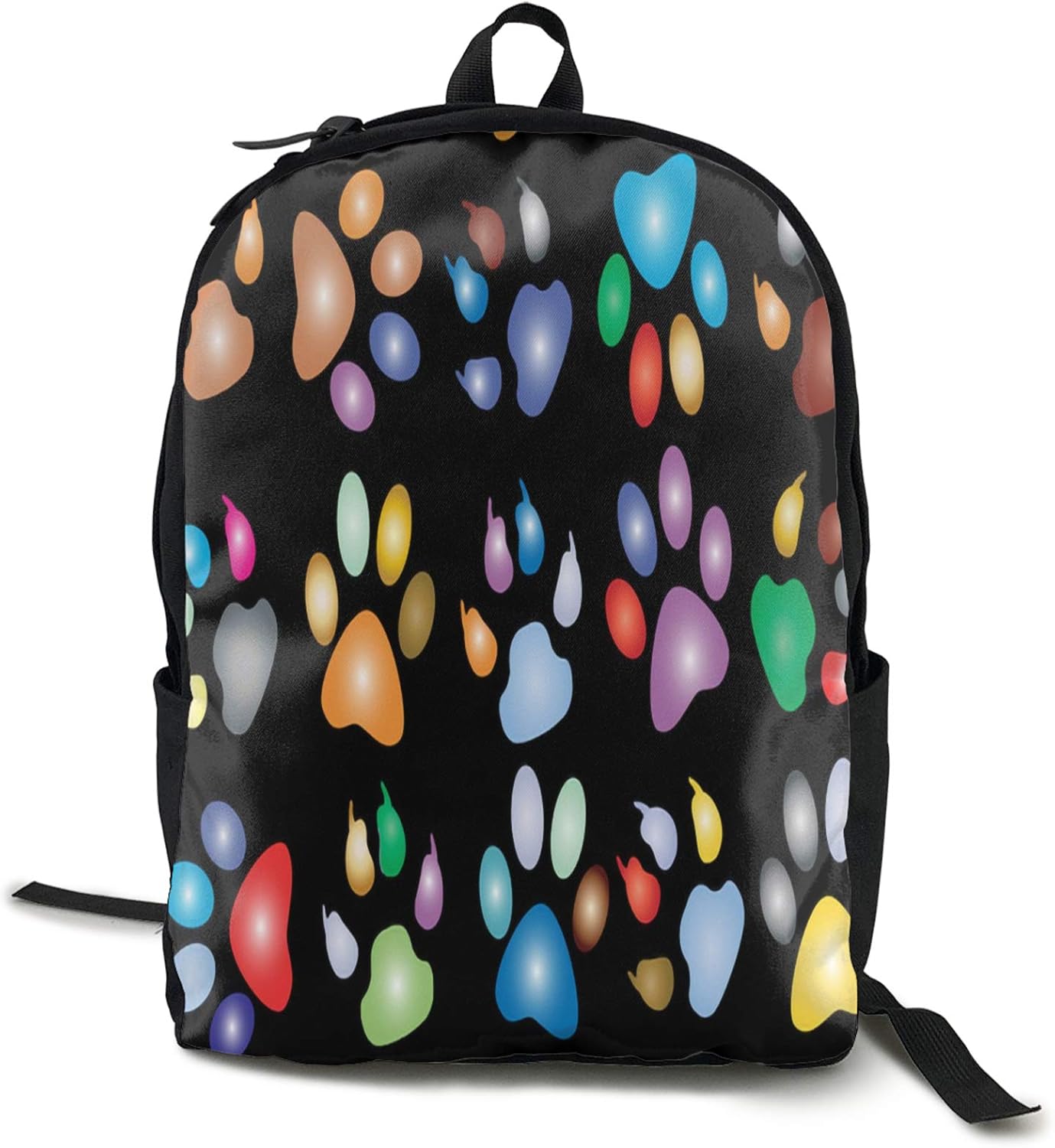 Colorful Dog Paw Prints Backpack Shoulders Bag Travelling Knapsack