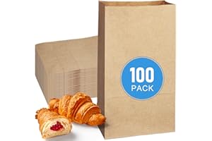 DechoPak Paper Lunch Bags, 6lb 100 Count Brown Paper Bags, Sacks Bulk Disposable Recycled Sandwich Bread Grocery Bag for Kids Take Out Crafts Small Business Size6
