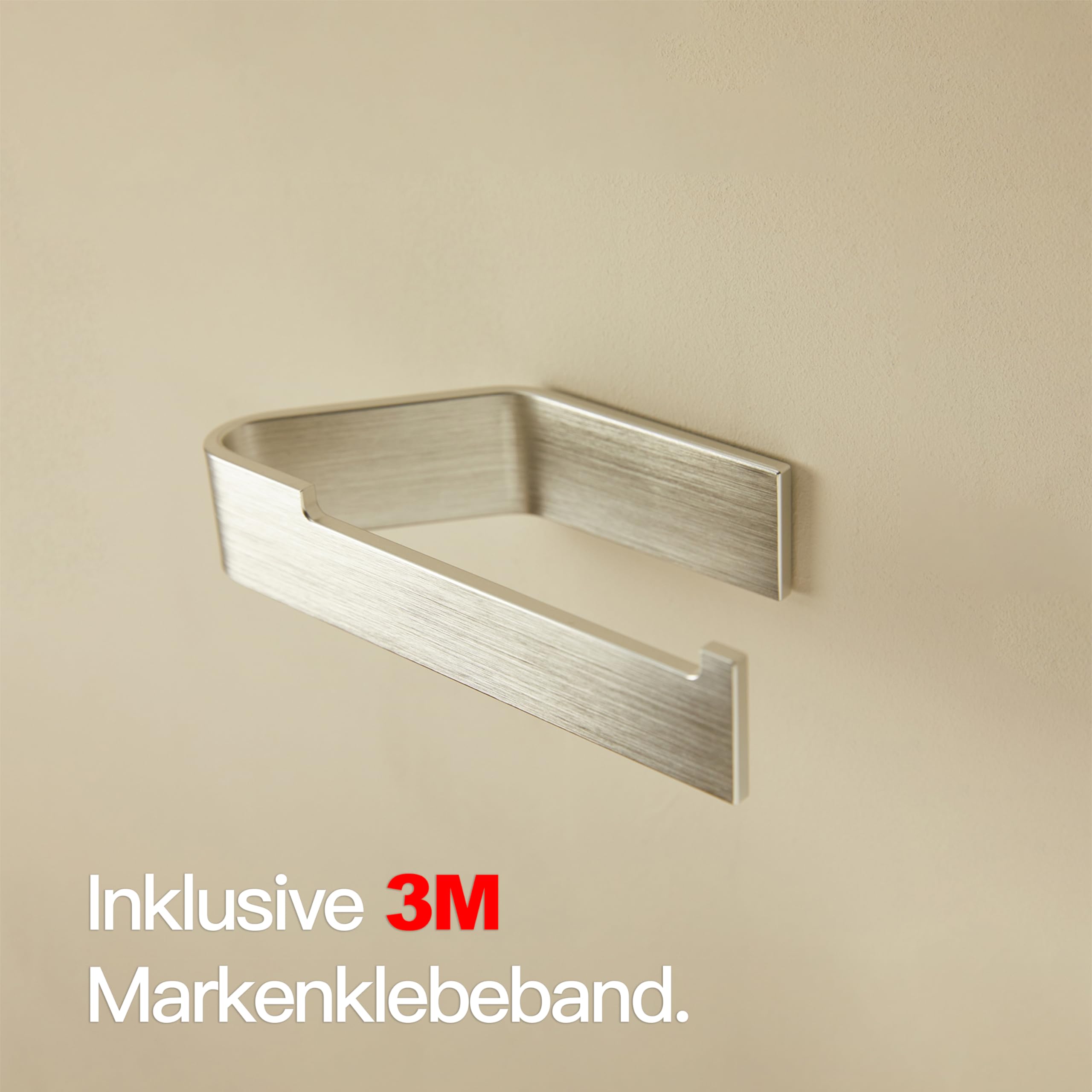 Designfabrik Hamburg Toilettenpapierhalter ohne Bohren | Klopapierhalter zum Kleben | Klorollenhalter Bad | WC Rollenhalter selbstklebend | Toilettenpapierhalter Silber | Modernes Design 4