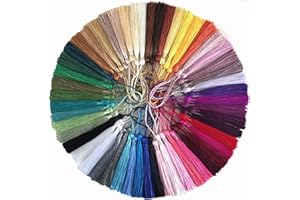 VEYLIN 100Pcs 13cm/5 inch Small Craft Tassels, Handmade Mini Silky Bookmark Tassel with Loop for Jewelry Making