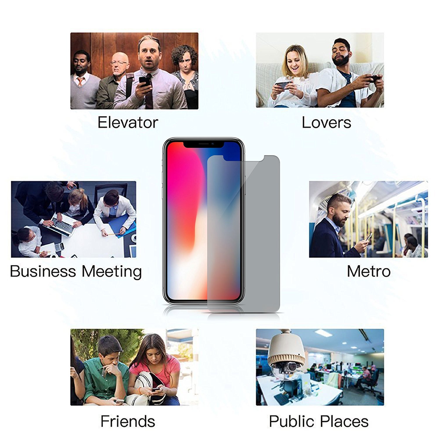 iPhone X Privacy Screen Protector, 2.5D Tempered Glass Screen Protector Film For iPhone X 5.8\