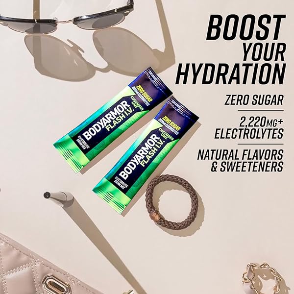BODYARMOR FLASH IV ELECTROLYTE PACKETS, CUCUMBER LIME – ZERO SUGAR DRINK MIX, SINGLE SERVE PACKS, COCONUT WATER POWDER (6 COUNT)