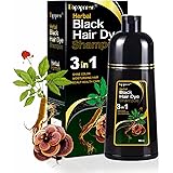 Dapoprren Instant Black Hair Shampoo,Black Hair Dye Shampoo for Gray Hair,3 in 1 Hair Dye Shampoo for Women and Men,Natural B