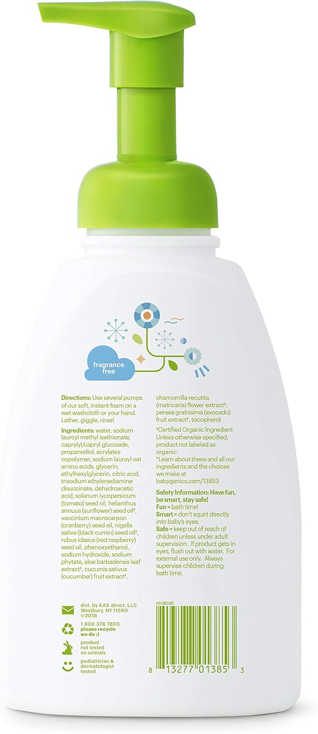 Babyganics Baby Shampoo + Body Wash Pump Bottle, Fragrance Free, 16oz, 3 Pack, Packaging May Vary: Health & Personal Care